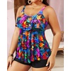 image:imageYonique Womens Plus Size Tankini Swimsuits with Shorts Two Piece Bathing Suits Ruffle Swimsuits Tummy Control SwimwearColorful Leaves