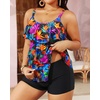 image:imageYonique Womens Plus Size Tankini Swimsuits with Shorts Two Piece Bathing Suits Ruffle Swimsuits Tummy Control SwimwearColorful Leaves