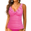 image:imageWomens Underwire Tankini Top Only  Tummy Control Bathing Suit Top Ruffle Swimsuit 2025Pink White Striped