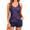 image:imageYonique 2 Piece Tankini Swimsuits for Women with Boy Shorts Athletic Swim Tank Top Bathing SuitsStarry Sky