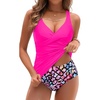 image:imageYonique Tankini Swimsuits for Women Tummy Control Bathing Suits Two Piece Tankini Tops with Bikini Bottoms Twist SwimwearColorful Leopard