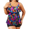 image:imageYonique Womens Plus Size Tankini Swimsuits with Shorts Two Piece Bathing Suits Ruffle Swimsuits Tummy Control SwimwearColorful Leaves