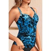image:imageWomens Underwire Tankini Top Only  Push Up Swimsuit Top with Bra Support Tummy Control Bathing Suit Top No Bottom 2025Blue Leaves