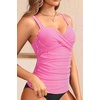 image:imageWomens Underwire Tankini Top Only  Push Up Swimsuit Top with Bra Support Tummy Control Bathing Suit Top No Bottom 2025Pink White Striped