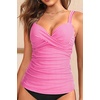 image:imageWomens Underwire Tankini Top Only  Push Up Swimsuit Top with Bra Support Tummy Control Bathing Suit Top No Bottom 2025Pink White Striped