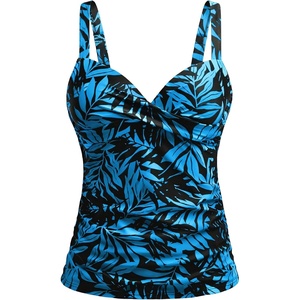 image:imageWomens Underwire Tankini Top Only  Push Up Swimsuit Top with Bra Support Tummy Control Bathing Suit Top No Bottom 2025Blue Leaves