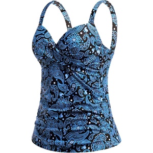 image:imageWomens Underwire Tankini Top Only  Push Up Swimsuit Top with Bra Support Tummy Control Bathing Suit Top No Bottom 2025Blue Paisley 02