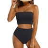 image:imageYonique Bandeau Bikini Strapless Swimsuit  Two Piece High Waisted Bathing Suits