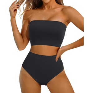 image:imageYonique Bandeau Bikini Strapless Swimsuit  Two Piece High Waisted Bathing Suits