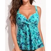 image:imageWomens Underwire Tankini Top Only Twist V Neck Swimsuit Top Flowy Bathing Suit Top No Bottom 2025Green Paisley