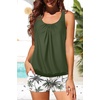 image:imageYonique Blouson Tankini Swimsuits for Women 2 Piece Bathing Suits Tops with Boyshorts Modest Loose Fit SwimwearGreen Palm Tree