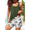 image:imageYonique Blouson Tankini Swimsuits for Women 2 Piece Bathing Suits Tops with Boyshorts Modest Loose Fit SwimwearGreen Palm Tree