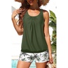 image:imageYonique Blouson Tankini Swimsuits for Women 2 Piece Bathing Suits Tops with Boyshorts Modest Loose Fit SwimwearGreen Palm Tree