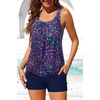 image:imageYonique Blouson Tankini Swimsuits for Women 2 Piece Bathing Suits Tops with Boyshorts Modest Loose Fit SwimwearStarry Sky