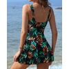 image:imageYonique One Piece Swimsuits for Women Modest Tummy Control Swimdress Vintage Bathing Suits Skirt SwimwearBlack Leaf1