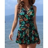 image:imageYonique One Piece Swimsuits for Women Modest Tummy Control Swimdress Vintage Bathing Suits Skirt SwimwearBlack Leaf1