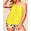 image:imageYonique Plus Size Tankini Swimsuits for Women Blouson Tankini Tops with Swim Shorts Two Piece Bathing SuitsYellow Sunflower