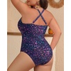 image:imageYonique Women Plus Size One Piece Swimsuit Tummy Control Bathing Suits Lace up Plunge SwimwearBluepurple Starry Sky