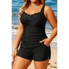 image:imageYonique Women Plus Size Tankini with Shorts  Two Piece Bathing Suit with Pockets Tummy Control Twist Front SwimsuitBlack