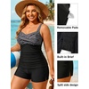 image:imageYonique Women Plus Size Tankini with Shorts  Two Piece Bathing Suit with Pockets Tummy Control Twist Front SwimsuitBlack Striped