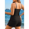 image:imageYonique Women Plus Size Tankini with Shorts  Two Piece Bathing Suit with Pockets Tummy Control Twist Front SwimsuitBlack Striped