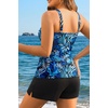 image:imageYonique Women Plus Size Tankini with Shorts  Two Piece Bathing Suit with Pockets Tummy Control Twist Front SwimsuitLeaves and Black