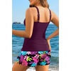 image:imageYonique Women Plus Size Tankini with Shorts  Two Piece Bathing Suit with Pockets Tummy Control Twist Front SwimsuitPurple and Flower