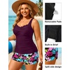 image:imageYonique Women Plus Size Tankini with Shorts  Two Piece Bathing Suit with Pockets Tummy Control Twist Front SwimsuitPurple and Flower
