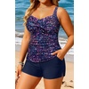 image:imageYonique Women Plus Size Tankini with Shorts  Two Piece Bathing Suit with Pockets Tummy Control Twist Front SwimsuitStarry Sky