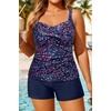 image:imageYonique Women Plus Size Tankini with Shorts  Two Piece Bathing Suit with Pockets Tummy Control Twist Front SwimsuitStarry Sky