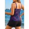 image:imageYonique Women Plus Size Tankini with Shorts  Two Piece Bathing Suit with Pockets Tummy Control Twist Front SwimsuitStarry Sky