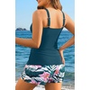 image:imageYonique Women Plus Size Tankini with Shorts  Two Piece Bathing Suit with Pockets Tummy Control Twist Front SwimsuitTeal Flower