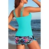 image:imageYonique Women Tankini Swimsuit with Shorts  Two Piece Tummy Control Bathing Suit with Pockets 2026 SwimwearAqua Colorful Floral