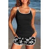 image:imageYonique Women Tankini Swimsuit with Shorts  Two Piece Tummy Control Bathing Suit with Pockets 2026 SwimwearBlack Flower