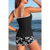 image:imageYonique Women Tankini Swimsuit with Shorts  Two Piece Tummy Control Bathing Suit with Pockets 2026 SwimwearBlack Flower