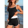 image:imageYonique Women Tankini Swimsuit with Shorts  Two Piece Tummy Control Bathing Suit with Pockets 2026 SwimwearBlack and White