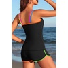 image:imageYonique Women Tankini Swimsuit with Shorts  Two Piece Tummy Control Bathing Suit with Pockets 2026 SwimwearColorful Black