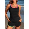 image:imageYonique Women Tankini Swimsuit with Shorts  Two Piece Tummy Control Bathing Suit with Pockets 2026 SwimwearColorful Black