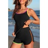 image:imageYonique Women Tankini Swimsuit with Shorts  Two Piece Tummy Control Bathing Suit with Pockets 2026 SwimwearColorful Black