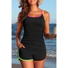 image:imageYonique Women Tankini Swimsuit with Shorts  Two Piece Tummy Control Bathing Suit with Pockets 2026 SwimwearColorful Black