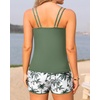 image:imageYonique Women Tankini Swimsuit with Shorts  Two Piece Tummy Control Bathing Suit with Pockets 2026 SwimwearGreen Palm Tree