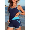 image:imageYonique Women Tankini Swimsuit with Shorts  Two Piece Tummy Control Bathing Suit with Pockets 2026 SwimwearNavy Color Block