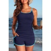 image:imageYonique Women Tankini Swimsuit with Shorts  Two Piece Tummy Control Bathing Suit with Pockets 2026 SwimwearNavy Color Block