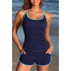 image:imageYonique Women Tankini Swimsuit with Shorts  Two Piece Tummy Control Bathing Suit with Pockets 2026 SwimwearNavy Color Block