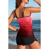 image:imageYonique Women Tankini Swimsuit with Shorts  Two Piece Tummy Control Bathing Suit with Pockets 2026 SwimwearRed Gradient