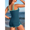image:imageYonique Women Tankini Swimsuit with Shorts  Two Piece Tummy Control Bathing Suit with Pockets 2026 SwimwearTeal and Green
