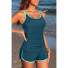 image:imageYonique Women Tankini Swimsuit with Shorts  Two Piece Tummy Control Bathing Suit with Pockets 2026 SwimwearTeal and Green