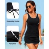 image:imageYonique Women Tankini with Skirt  Two Piece Swimsuit Tummy Control Bathing Suits Drawstring Swimwear 2026Black