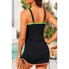 image:imageYonique Women Tankini with Skirt  Two Piece Swimsuit Tummy Control Bathing Suits Drawstring Swimwear 2026Colorful Black