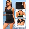 image:imageYonique Women Tankini with Skirt  Two Piece Swimsuit Tummy Control Bathing Suits Drawstring Swimwear 2026Colorful Black